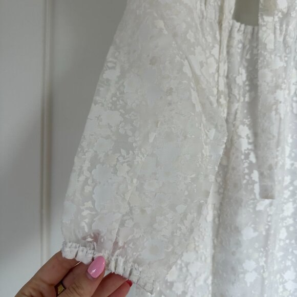 NWT Rosie Assoulin Victorian Dress Sz 4 White Organza Embroidered Floral Burnout - Picture 10 of 13